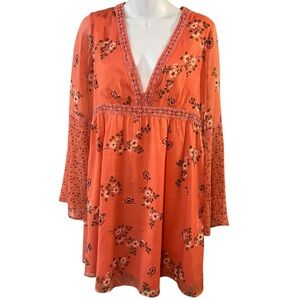 Abercrombie & Fitch Coral Floral Boho Dress